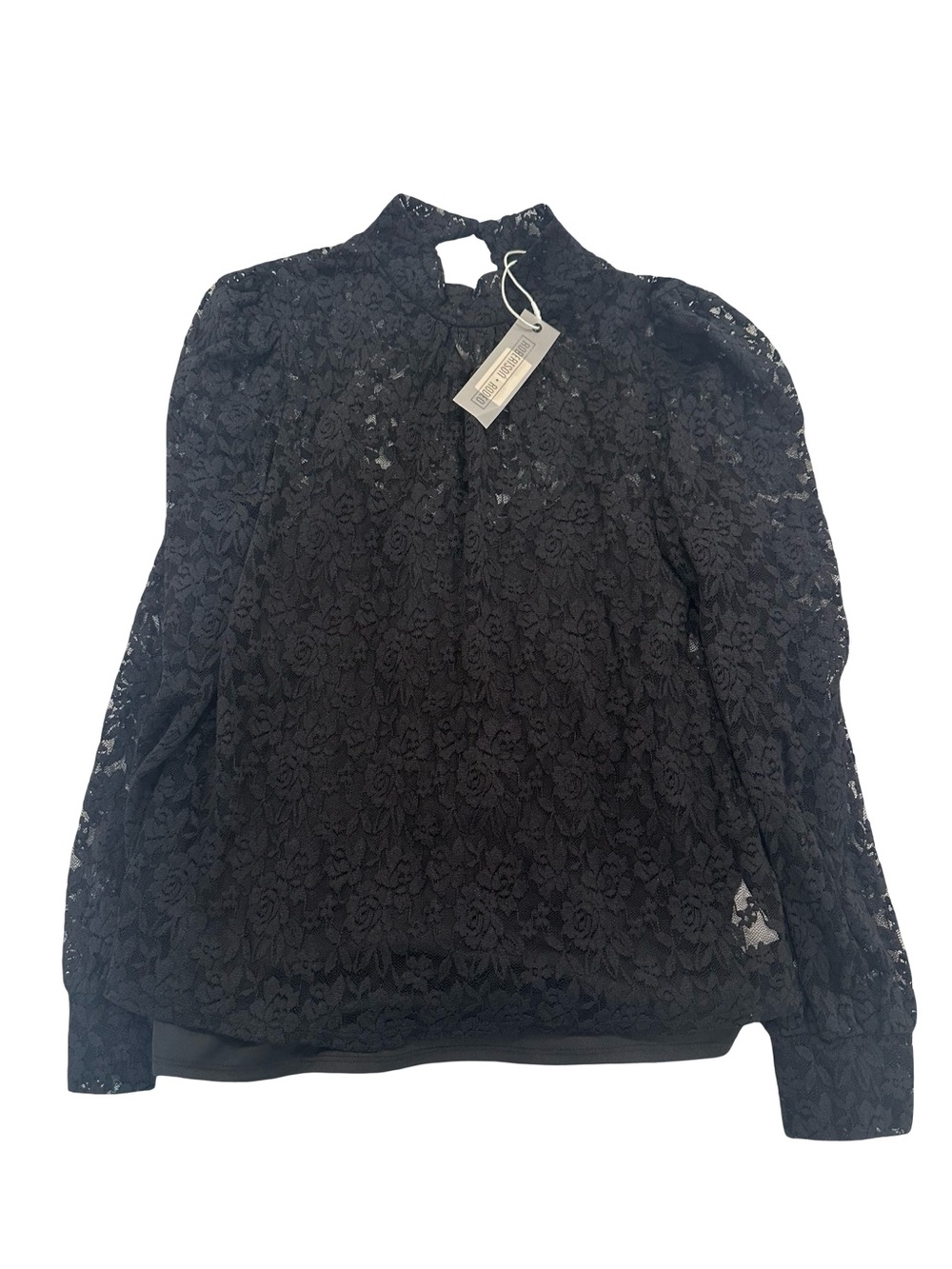 NWT Robertson + Rodeo Women’s Medium Black Lace High-Neck Long Sleeve Top